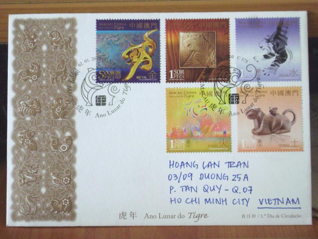 Real-posted Tiger New Year Macau FDC